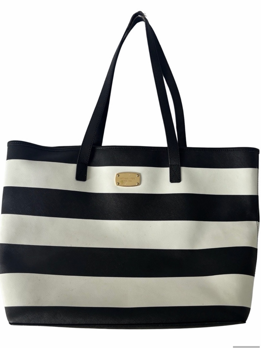 Michael Kors Black & White Striped Tote Bag